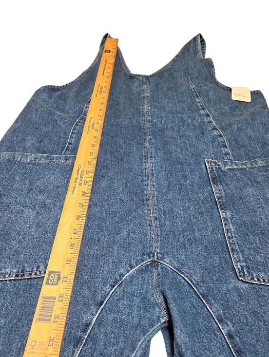 Free People High Roller Jumpsuit Sapphire Blue Slouchy Relaxed Cotton Large NWT - Picture 10 of 13